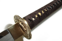Engraved Blade Katana with Burgundy Saya
