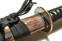 Katana with Brass Kanji Tsuba and Walnut Saya