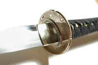 Katana with Brass Kanji Tsuba and Walnut Saya
