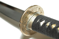Katana with Brass Kanji Tsuba and Walnut Saya