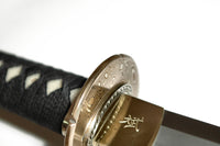 Katana with Brass Kanji Tsuba and Walnut Saya