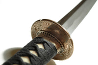 Katana with Brass Kanji Tsuba and Walnut Saya