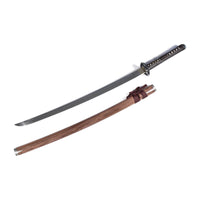 Katana with Brown Wood Saya and Silver Fittings