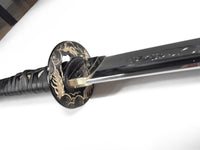 Katana with Engraved Dragon Blade and Gold Dragon Tsuba
