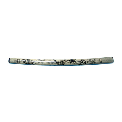 Natural Wood Saya with Burned Dragon Design