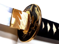 Antique gold fittings with Ishime Saya (charcoal textured) - MartialArtSwords.com