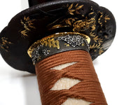 Katana with Togidashi Makie style saya (circular watermark) and Antique Fittings - high quality sword from Martialartswords.com