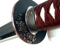 Antique fittings with Red Ishime Saya (charcoal textured) - MartialArtSwords.com