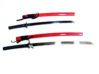 Daisho (katana and wakizashi pair) with red rice paper saya - high quality sword from Martialartswords.com